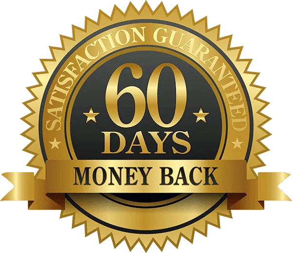 60-Day Money-Back Guarantee badge from Mind Vault Health LLC
